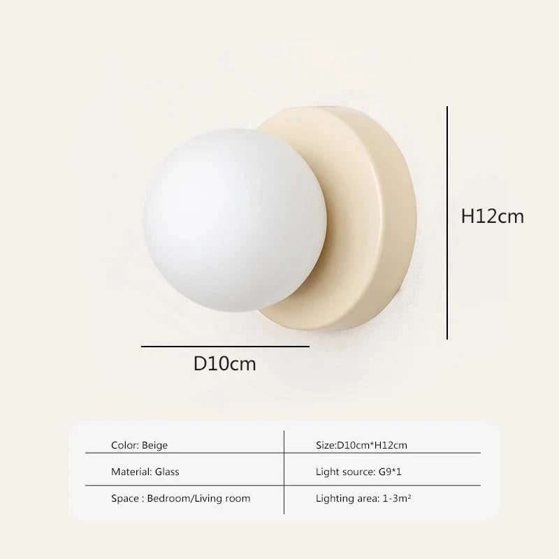 Kanako Nordic Orb Wall Sconce - Minimalist LED Glass Wall Lamp