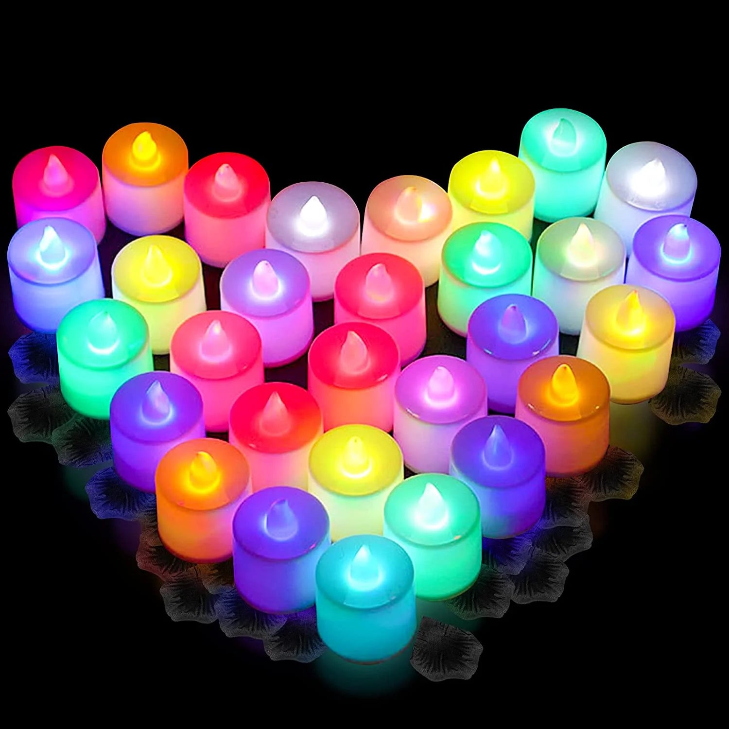 Flameless LED Heart-Shaped Candles