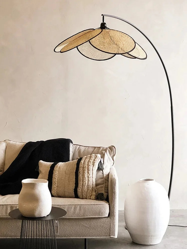 Nordic Rattan Fishing Floor Lamp