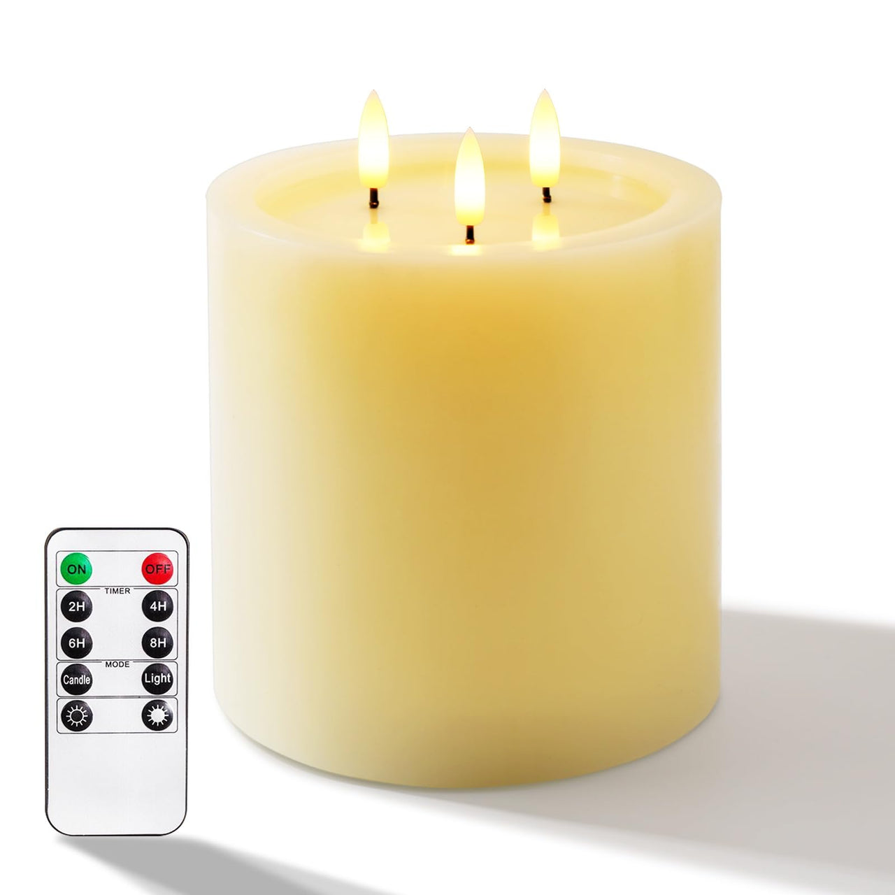 Souta Extra Large Flameless Candles – 3 Wicks, Remote Control, Timers – 6" LED Pillar