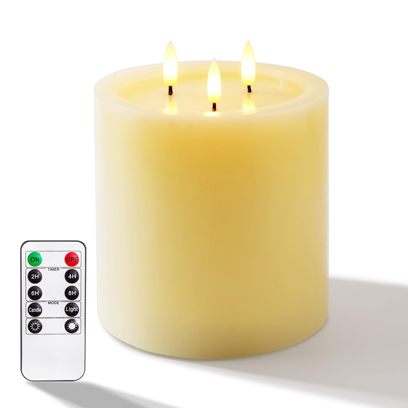 Souta Extra Large Flameless Candles – 3 Wicks, Remote Control, Timers – 6" LED Pillar