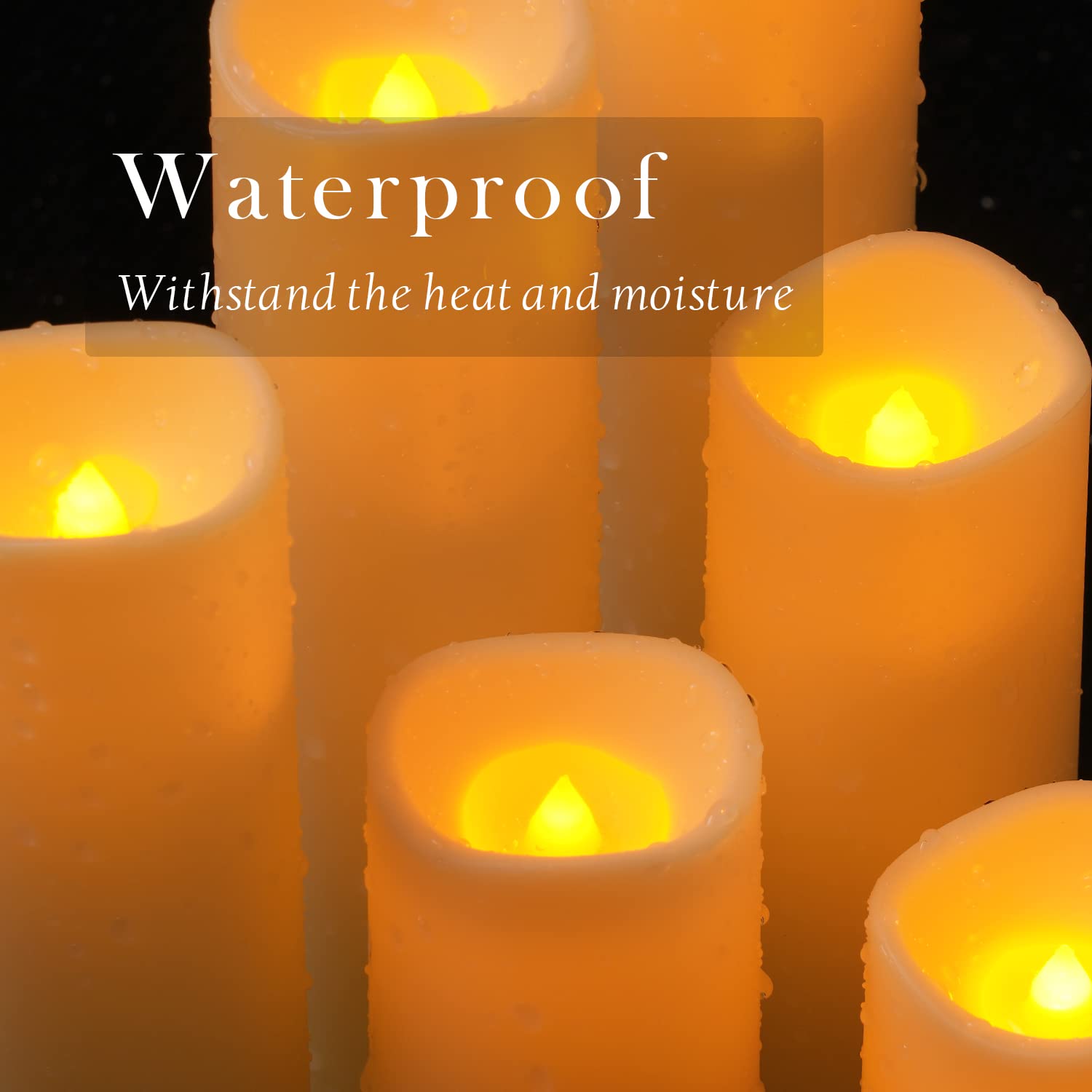 Himari Flameless Candles - Waterproof LED Pillar Set with Remote & Timer, 2.2" x 4", 5", & 6", Set of 9